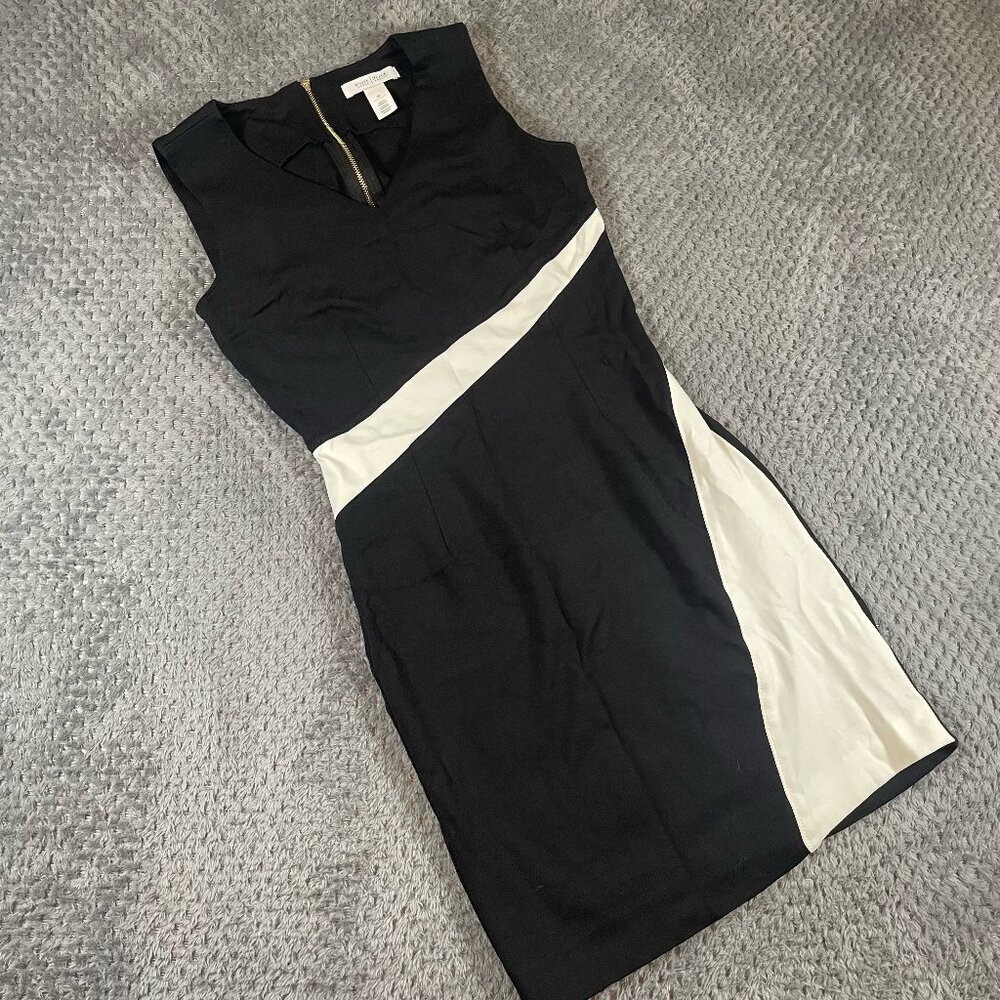 White House Black Market Color Block‎ Sheath Dress Sleeveless Size 00 Office